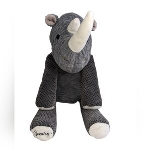 Scentsy Buddy Gray Rhino Plush Zipper In Back For Scents